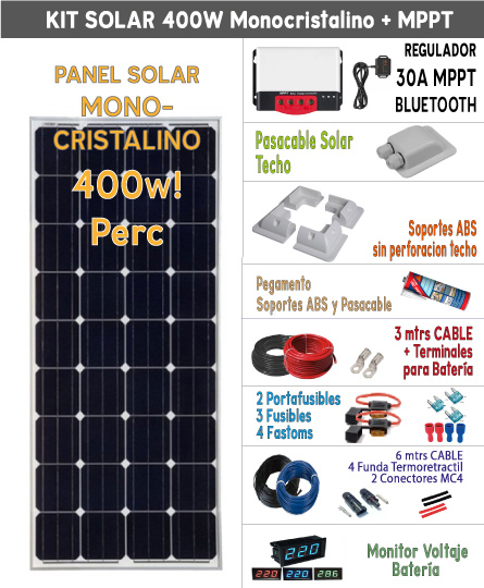 Kit Solar 140W Monocristalino Autocaravanas